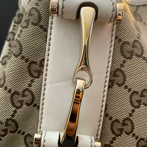GUCCI GG Canvas Horsebit Tote Bag Beige Silver - Picture 4 of 13